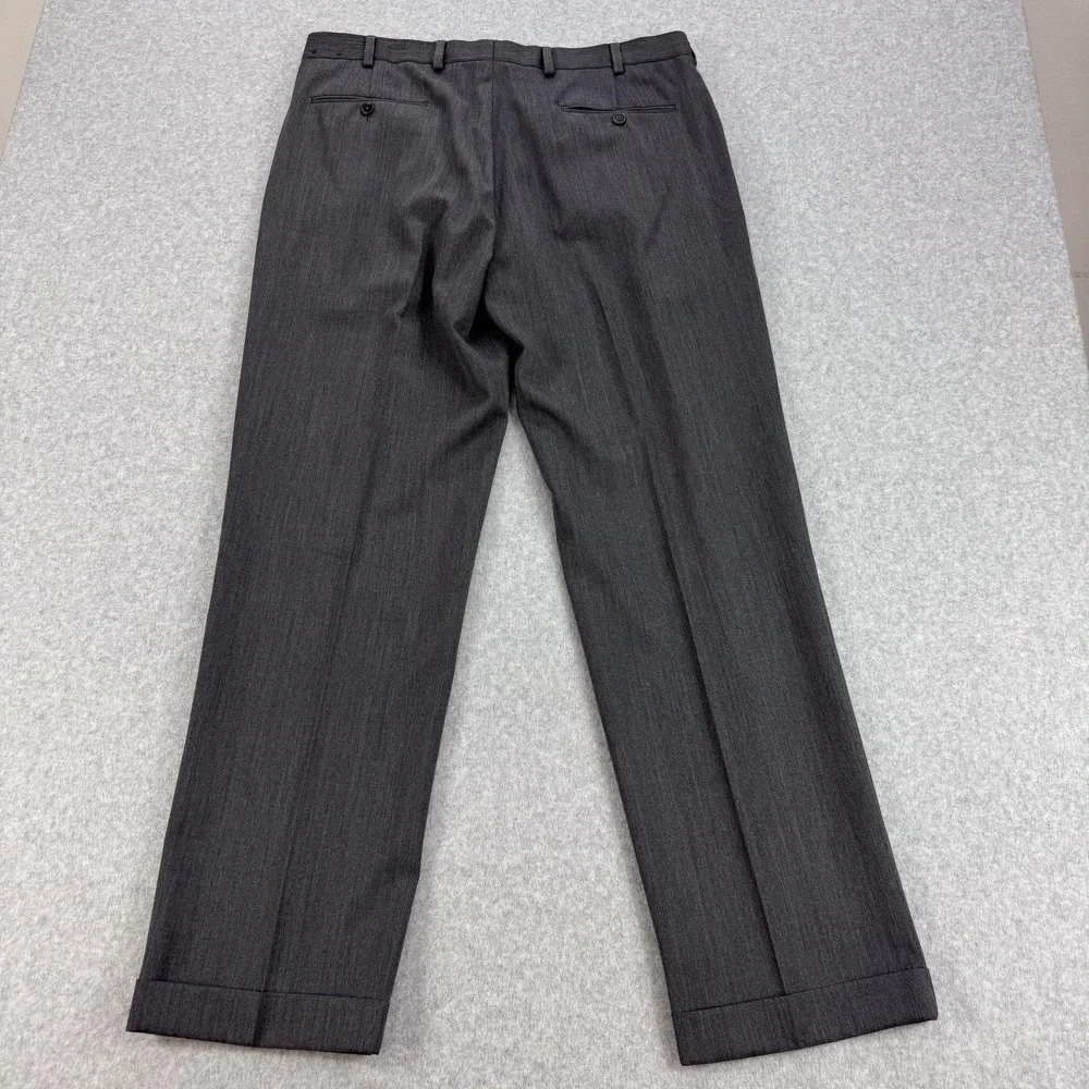 Brooks Brothers Madison Dress Pants Mens 37x32 Gray Wool Pleated Cuffed Office